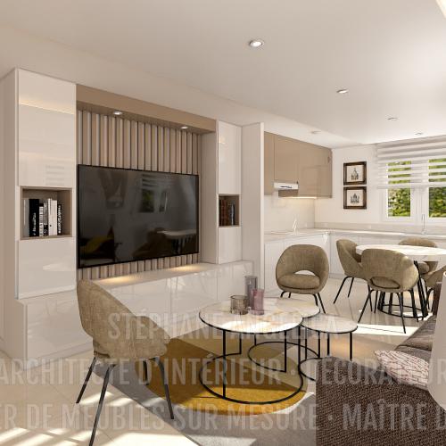 PROJET APPARTEMENT DE 65,70 M² · APRÈS : RÉNOVATION ET AGENCEMENT DE MEUBLES SUR MESURE