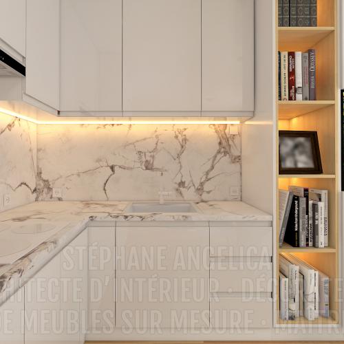 PROJET TRAVAUX PIÈCE DE 34 M² · APRÈS : RÉNOVATION ET AGENCEMENT DE MEUBLES SUR MESURE