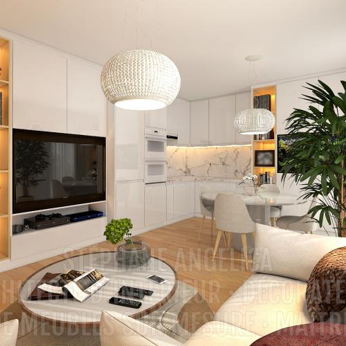 PROJET TRAVAUX PIÈCE DE 34 M² · APRÈS : RÉNOVATION ET AGENCEMENT DE MEUBLES SUR MESURE