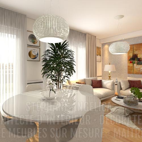 PROJET TRAVAUX PIÈCE DE 34 M² · APRÈS : RÉNOVATION ET AGENCEMENT DE MEUBLES SUR MESURE