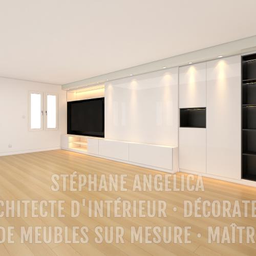 MEUBLE TV SUR MESURE · SANS LA DÉCORATION DE LA PIÈCE